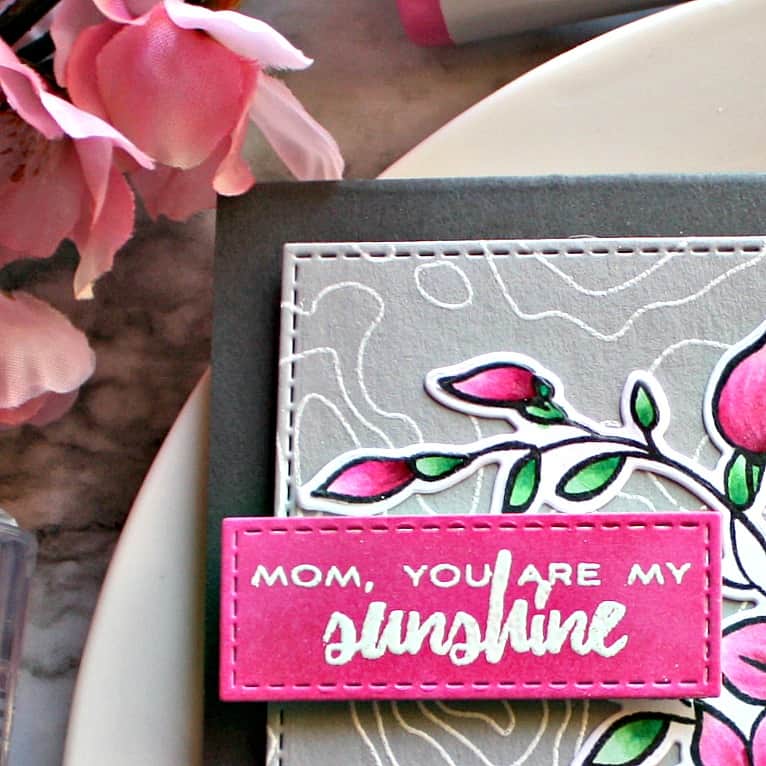 Mother's day is just around the corner so I want to share with you an easy Copic flower Mother's Day card with you. This card is a breeze to replicate so you can send them to all of your mom friends too! Mother's Day Card | Handmade Card | Greeting Card | Copic Coloring | DIY Card | DIY Mother's Day Card