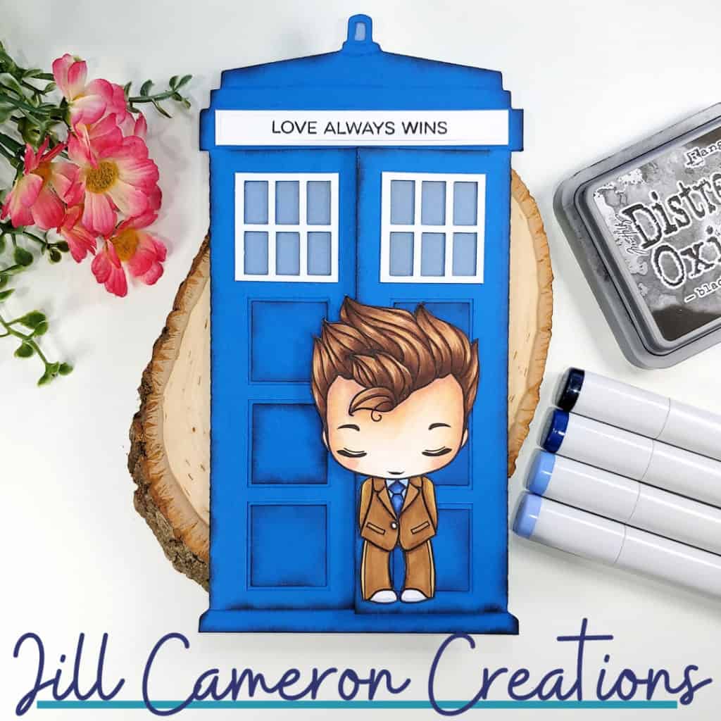 TARDIS SVG Card with The Greeting Farm's Dressy Edward digi stamp