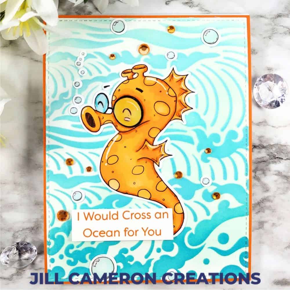 Sid the Silly Seahorse by Oddball Art Co. They are the sponsor for the Aud Sentiments Challenge Blog this week. I Copic colored my seahorse and ink blended the background. Check out more information over on my blog. #copic #inkblending #audsentiment