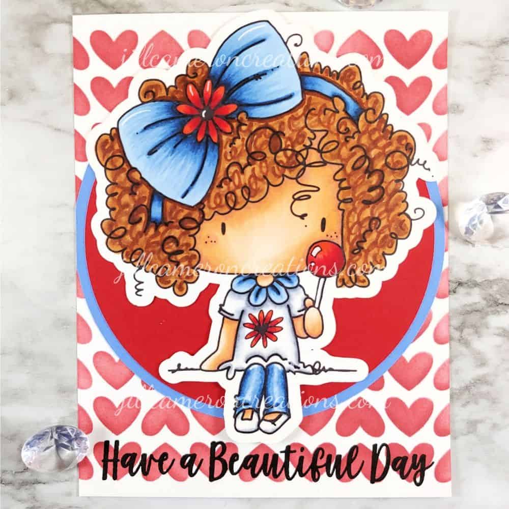 Copic coloring curly hair is so much easier than coloring straight hair. It looks like a hot mess until it's finished. Find out easy Copic coloring curly hair is, just click the link. #copic #digistamp #handmadecard #silhouette #cricut