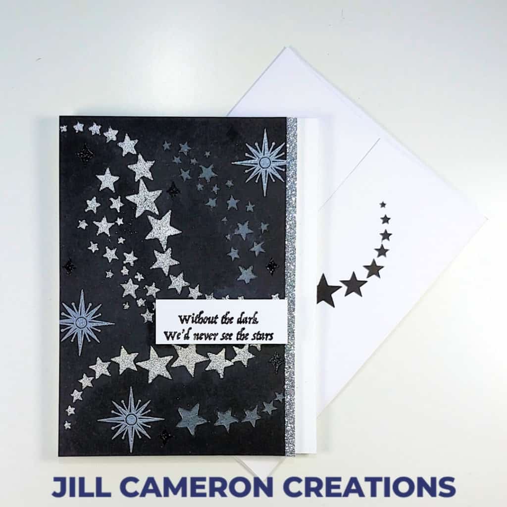 Without dark we'd never see the stars using stencil and stamps from The Hedgehog Hollow