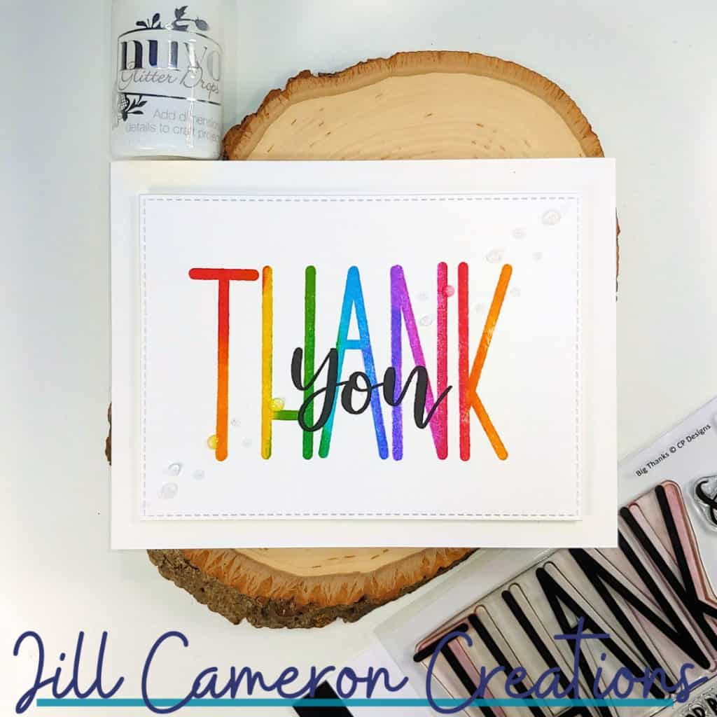 Stamping with Distress vs Distress Oxide Inks using Catherine Pooler Big Thanks stamp