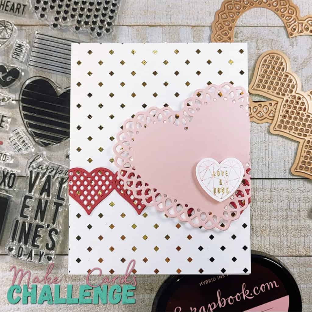 Today we are making an adorable Valentine's Day card inspired by the new challenge from Make the Cards Challenge. Make the Cards Challenge is a brand new weekly challenge blog for card makers. There's a new and different challenge every week. It includes sketch challenges, color challenges, theme challenges, and more. The design team is amazing and I can't wait for you to see the amazing cards they designed. #makethecardschalleng #mtcc #mtccdesignteam