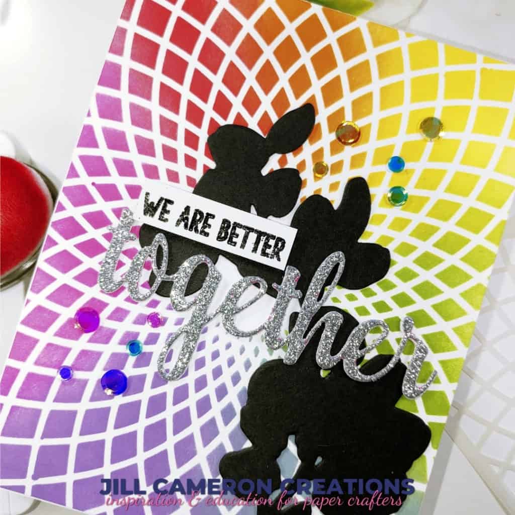 Ink Blended Background using a stencil. Rainbows are always perfect. #greetingcard #handmadecard #stampinup #cards #stamping #diecutting