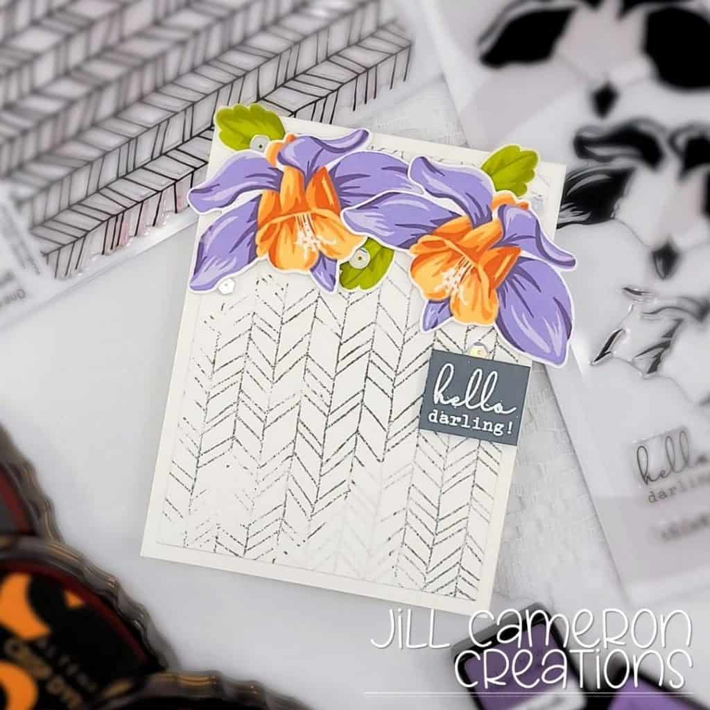 bold pops of color on neutral background altenew columbine and whimsical herringbone